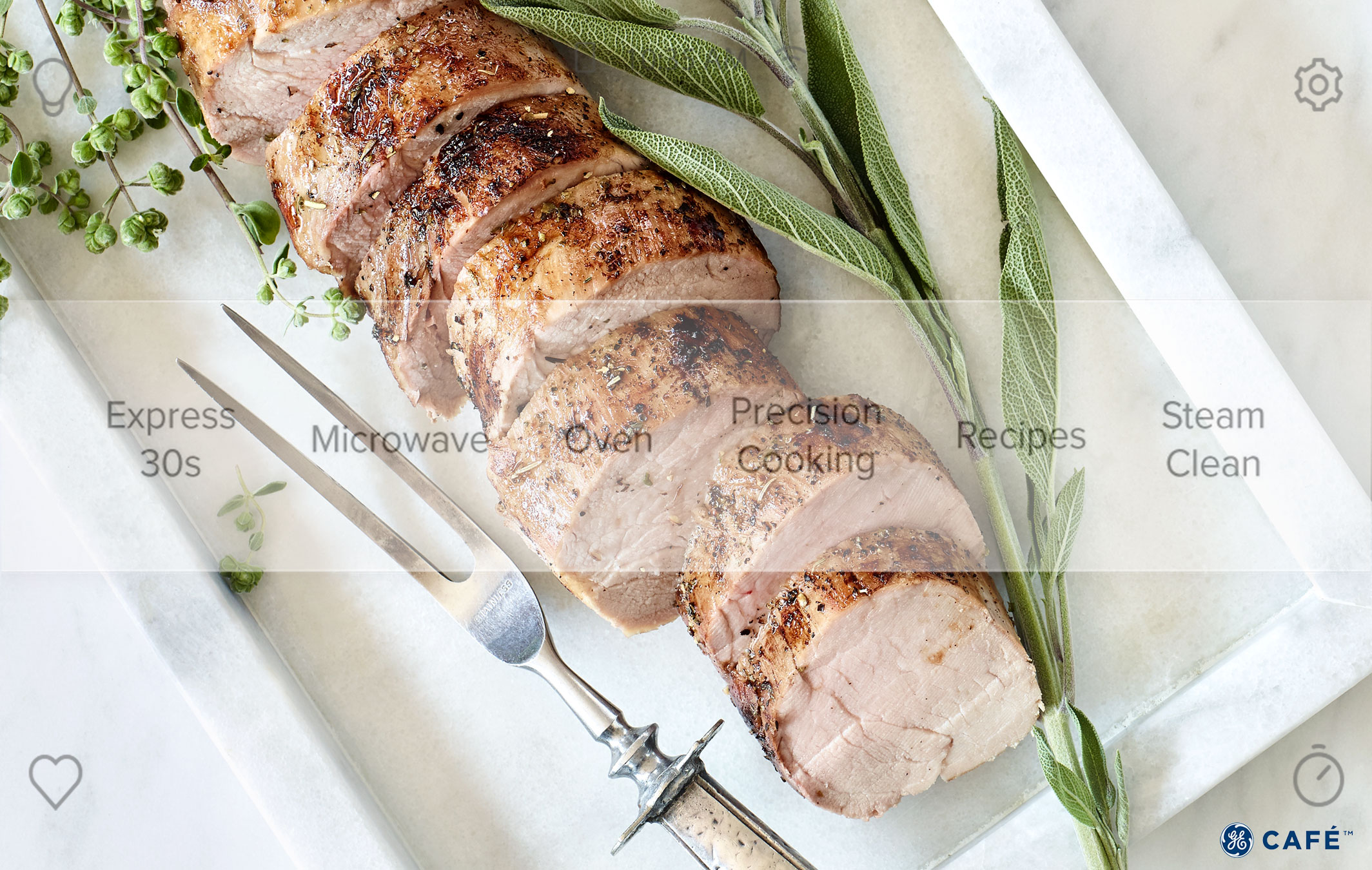 Roasted Pork Tenderloin on a Platter with Cutlery